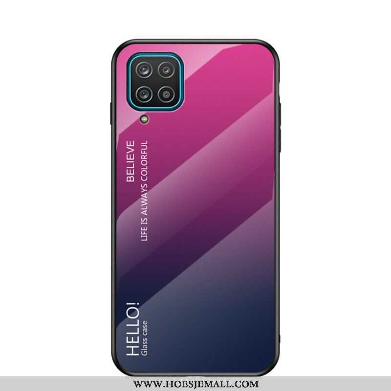 Hoesje voor Samsung Galaxy M12 / A12 Gehard Glas Hallo