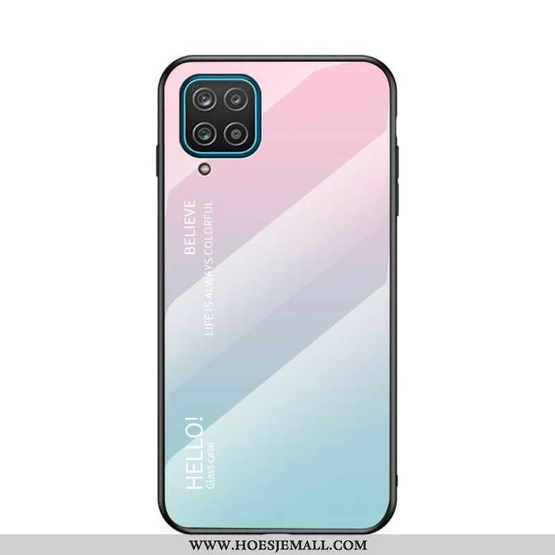 Hoesje voor Samsung Galaxy M12 / A12 Gehard Glas Hallo