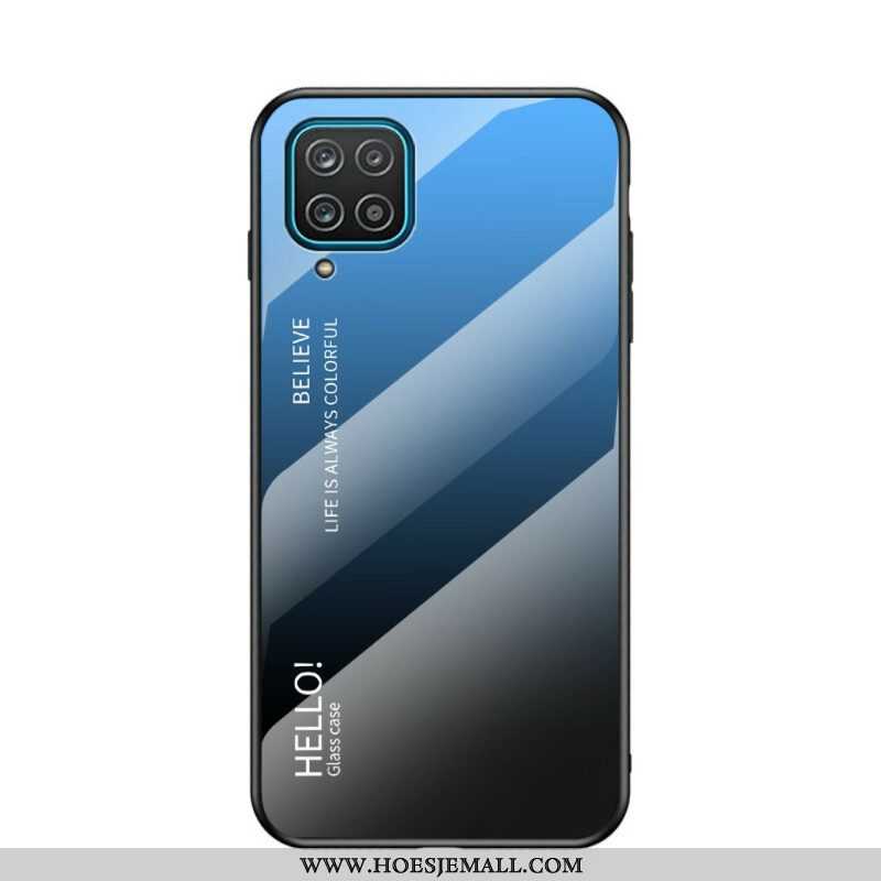 Hoesje voor Samsung Galaxy M12 / A12 Gehard Glas Hallo