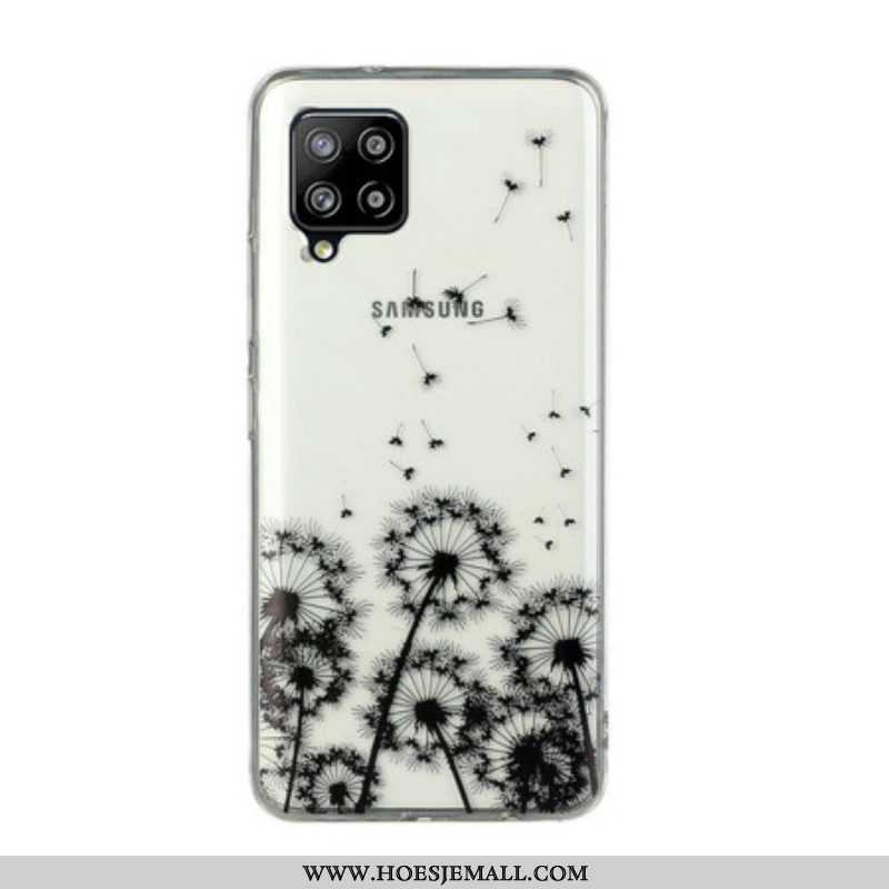 Hoesje voor Samsung Galaxy M12 / A12 Naadloze Zwarte Paardebloemen