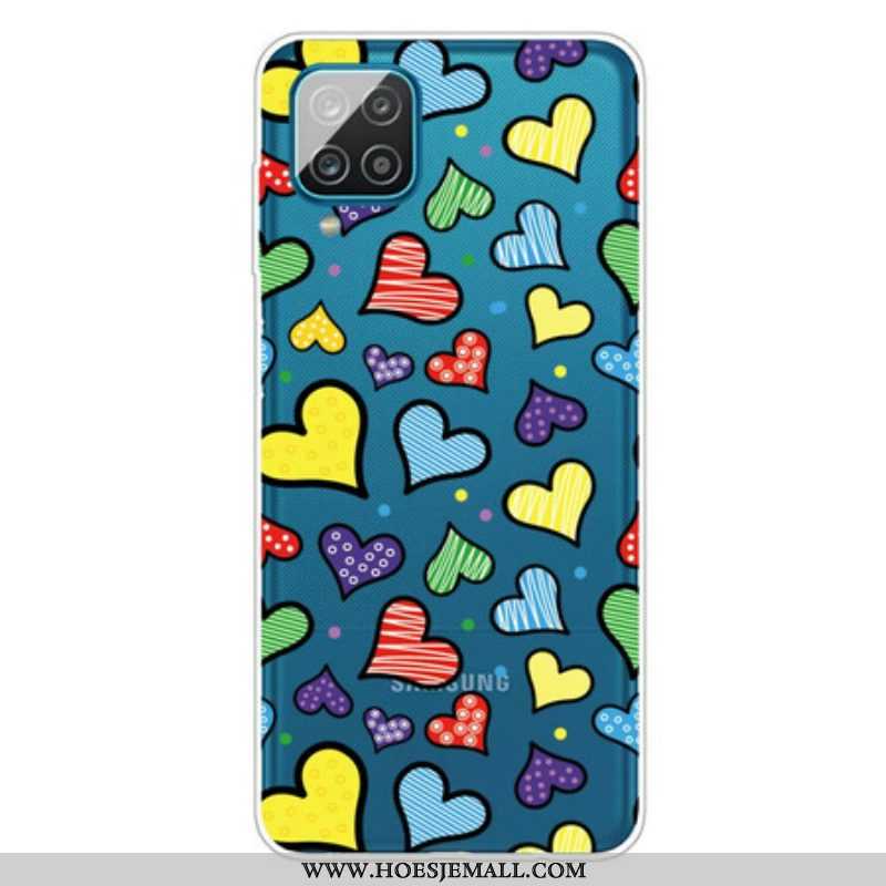 Hoesje voor Samsung Galaxy M12 / A12 Veelkleurige Harten