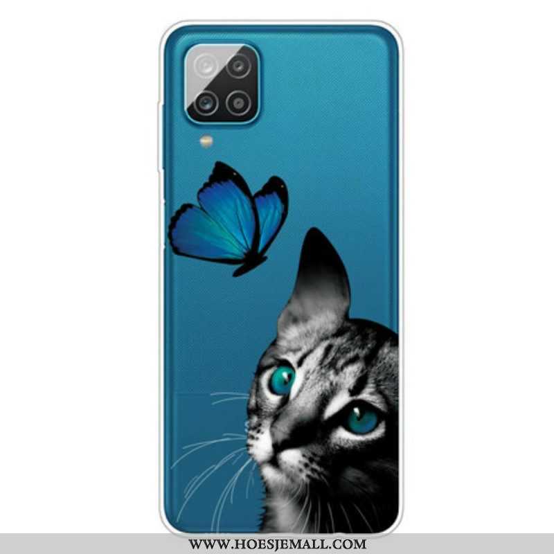 Hoesje voor Samsung Galaxy M12 / A12 Kat En Vlinder