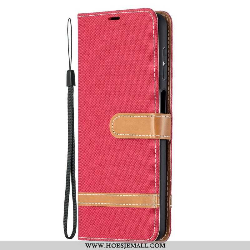 Folio-hoesje voor Samsung Galaxy M12 / A12 Met Ketting Band Van Stof En Leereffect