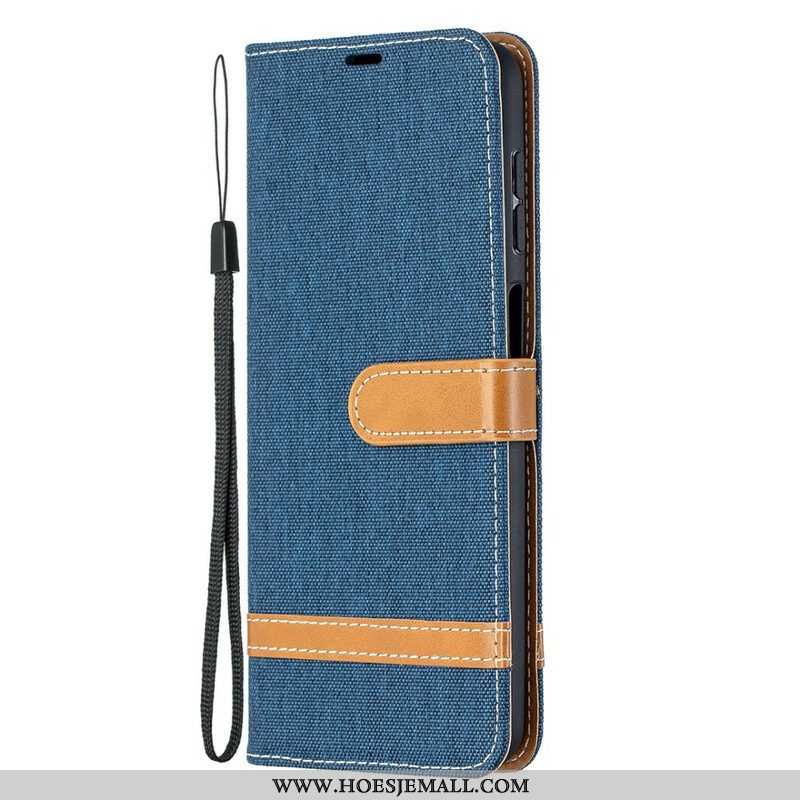 Folio-hoesje voor Samsung Galaxy M12 / A12 Met Ketting Band Van Stof En Leereffect