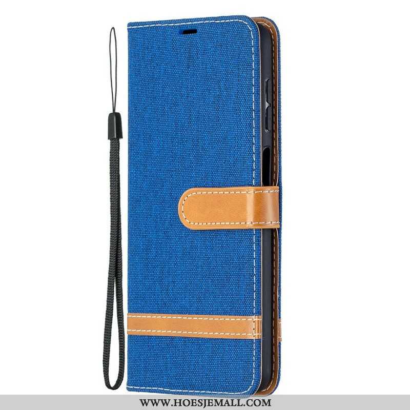 Folio-hoesje voor Samsung Galaxy M12 / A12 Met Ketting Band Van Stof En Leereffect