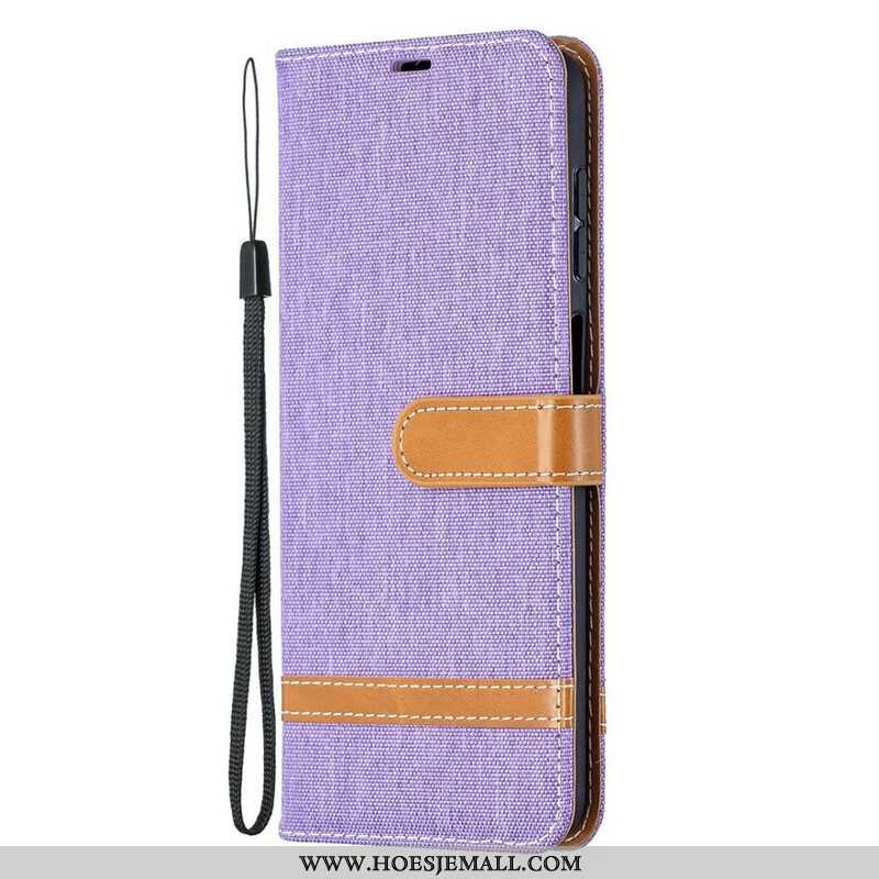 Folio-hoesje voor Samsung Galaxy M12 / A12 Met Ketting Band Van Stof En Leereffect