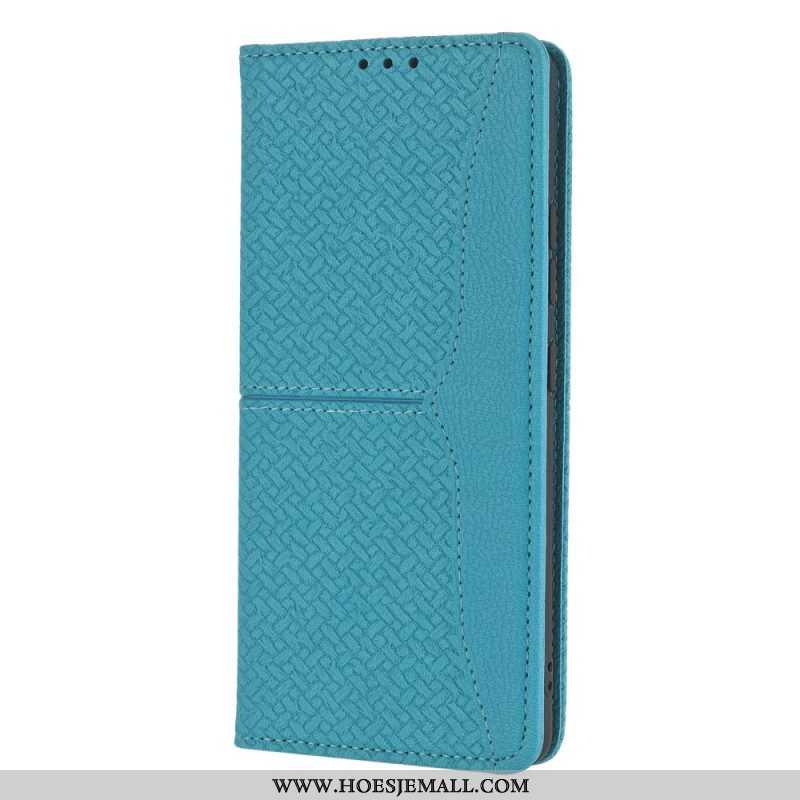 Bescherming Hoesje voor Samsung Galaxy M12 / A12 Met Ketting Folio-hoesje Geweven Leren Stijl Met Ba