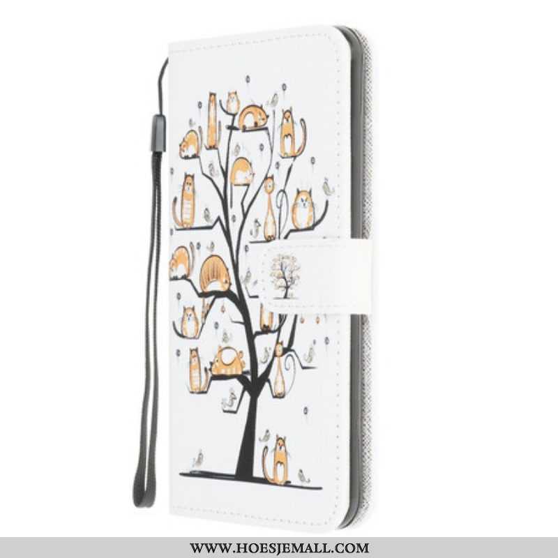 Flip Case voor Samsung Galaxy M12 / A12 Met Ketting Funky Cats Met Riem