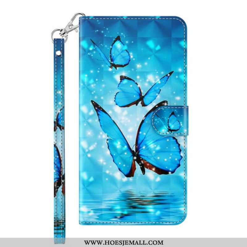 Folio-hoesje voor Samsung Galaxy M12 / A12 Vliegende Blauwe Vlinders