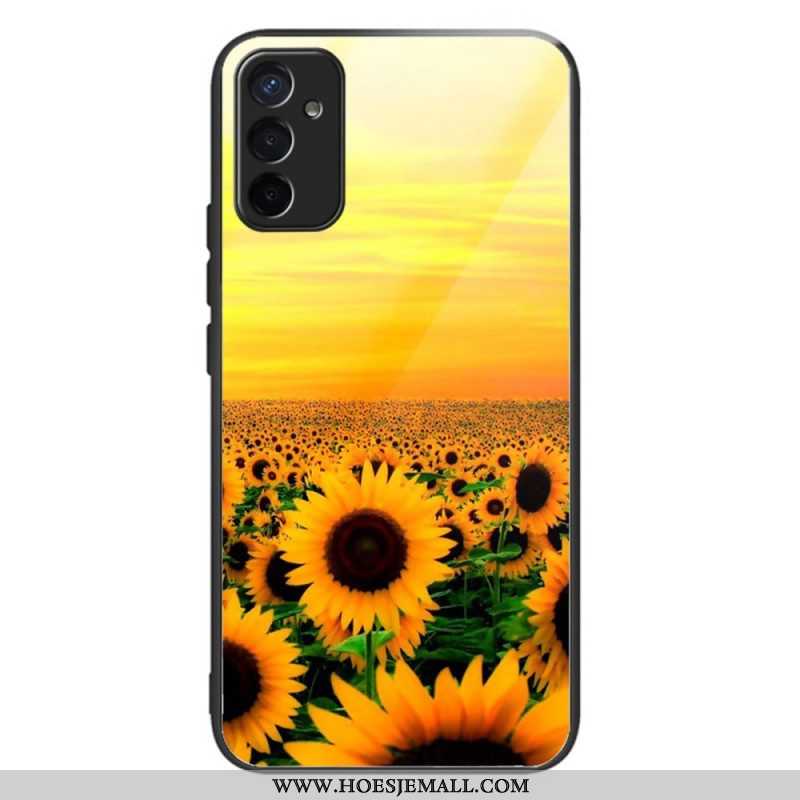 Hoesje voor Samsung Galaxy M13 Tempered Glass Variatie Zonnebloemen