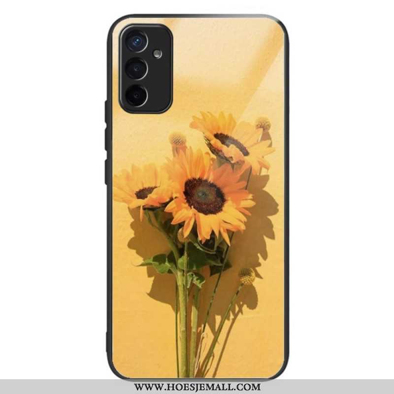 Telefoonhoesje voor Samsung Galaxy M13 Zonnebloemen Gehard Glas