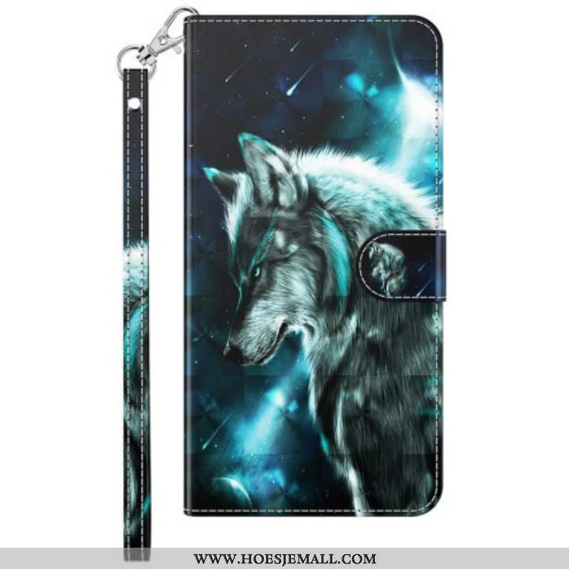 Folio-hoesje voor Samsung Galaxy M13 Wolf Met Sleutelkoord