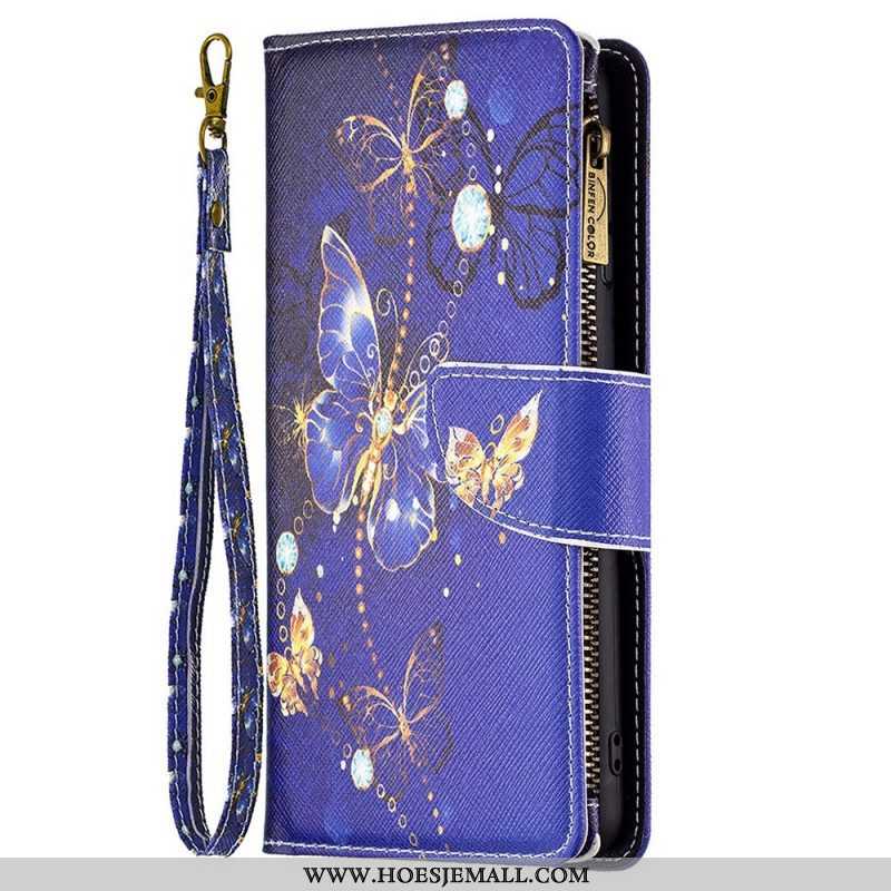 Leren Hoesje voor Samsung Galaxy M23 5G Vlinders Portemonnee En Lanyard