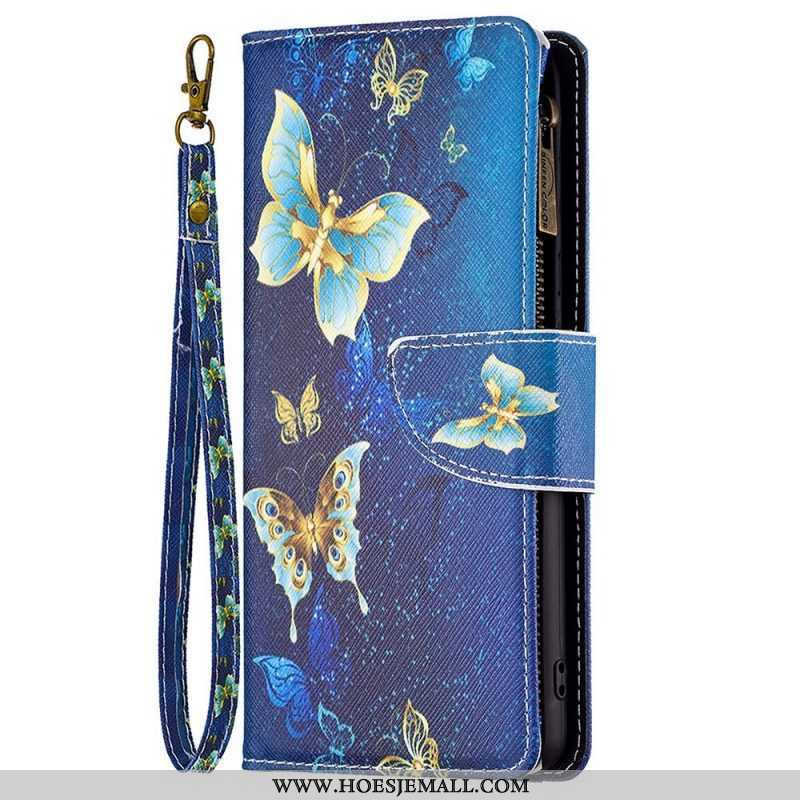 Leren Hoesje voor Samsung Galaxy M23 5G Vlinders Portemonnee En Lanyard