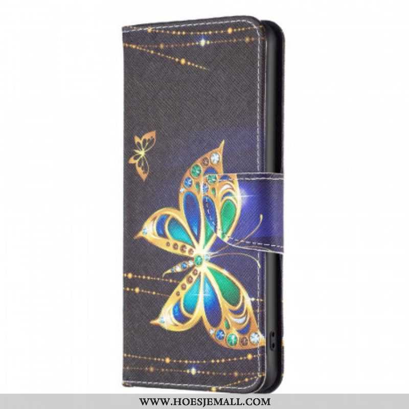 Folio-hoesje voor Samsung Galaxy M23 5G Gouden Vlinder