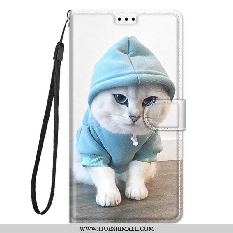 Folio-hoesje voor Samsung Galaxy M23 5G Met Ketting String Cat Fan