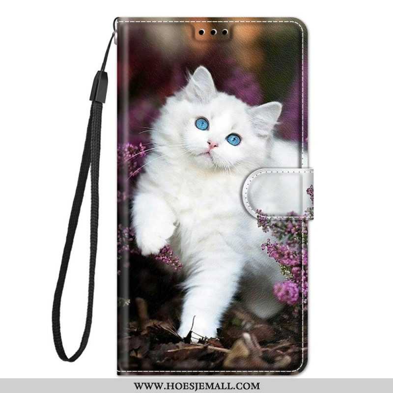 Folio-hoesje voor Samsung Galaxy M23 5G Met Ketting String Cat Fan