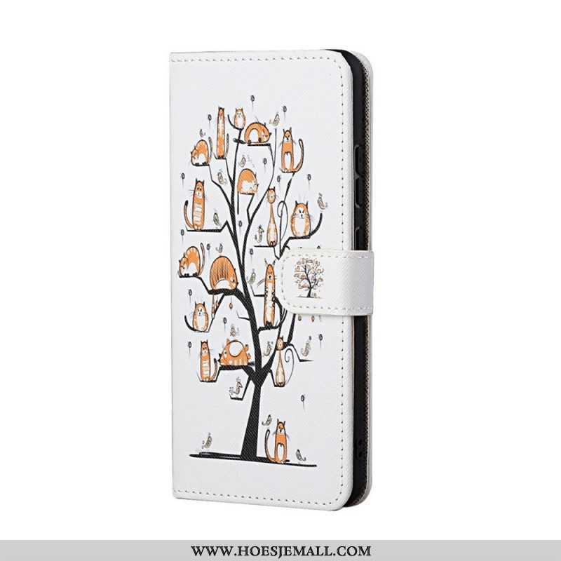 Flip Case voor Samsung Galaxy M23 5G Met Ketting String Katten