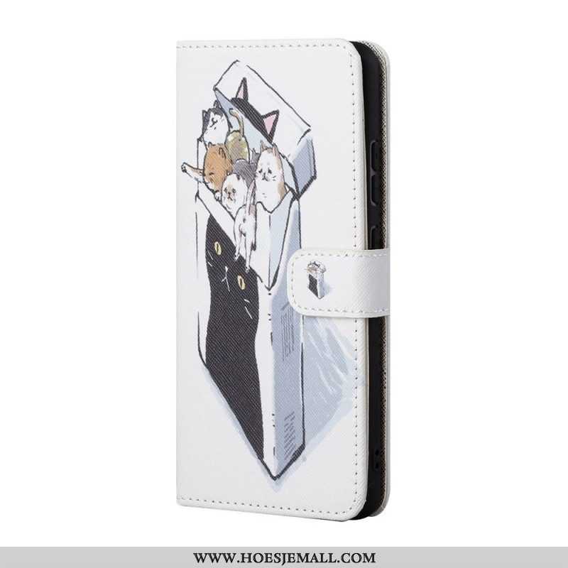 Flip Case voor Samsung Galaxy M23 5G Met Ketting String Katten