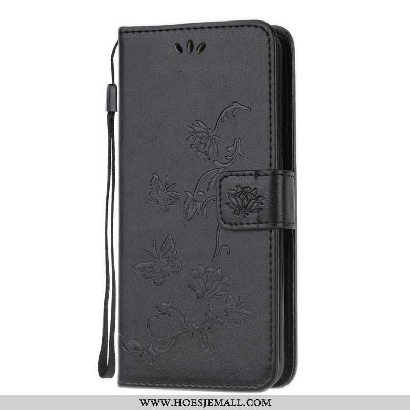 Folio-hoesje voor Samsung Galaxy M32 Met Ketting Riem Bloemen