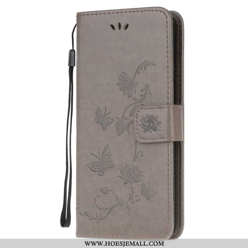 Folio-hoesje voor Samsung Galaxy M32 Met Ketting Riem Bloemen