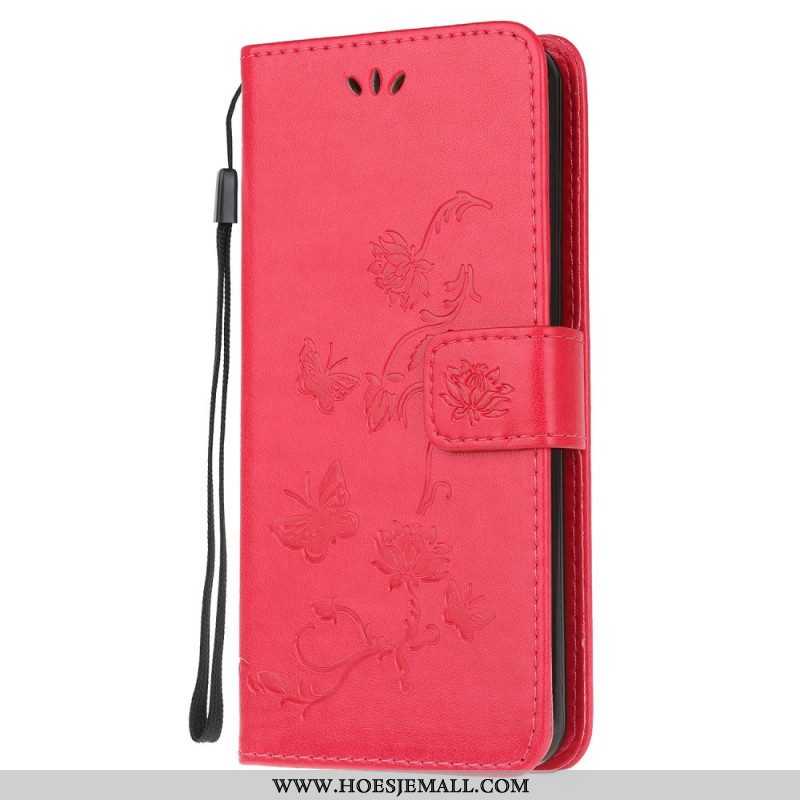 Folio-hoesje voor Samsung Galaxy M32 Met Ketting Riem Bloemen