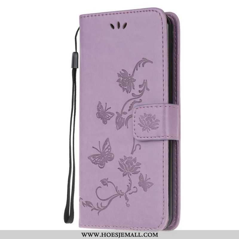 Folio-hoesje voor Samsung Galaxy M32 Met Ketting Riem Bloemen