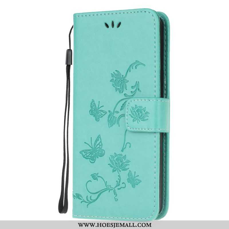 Folio-hoesje voor Samsung Galaxy M32 Met Ketting Riem Bloemen