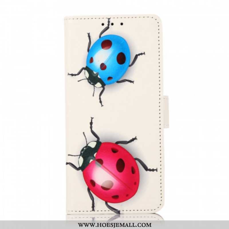 Leren Hoesje voor Samsung Galaxy M32 Lieveheersbeestjes