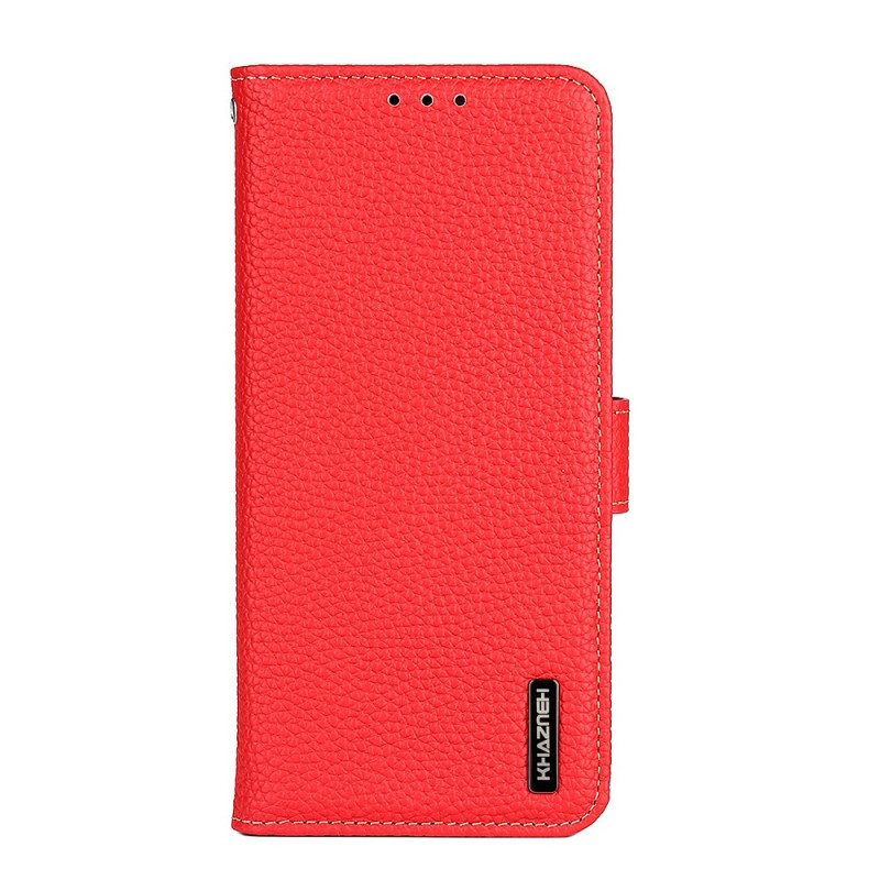 Folio-hoesje voor Samsung Galaxy M32 Echt Litchi-leer Khazneh Rfid