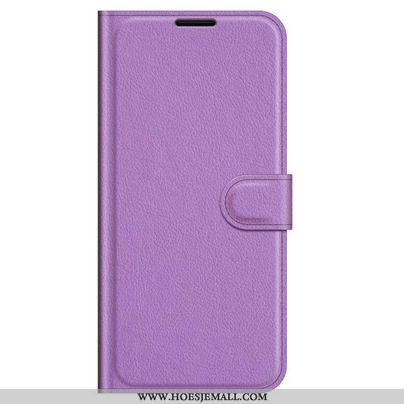 Folio-hoesje voor Samsung Galaxy M32 Klassiek Litchi-leereffect