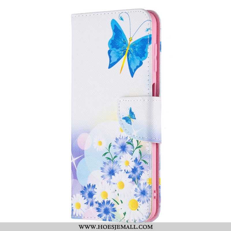 Folio-hoesje voor Samsung Galaxy M32 Geschilderde Vlinders En Bloemen