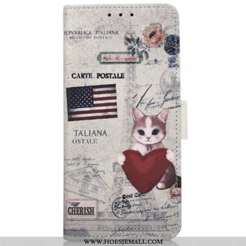 Folio-hoesje voor Samsung Galaxy M33 5G Reiziger Kat