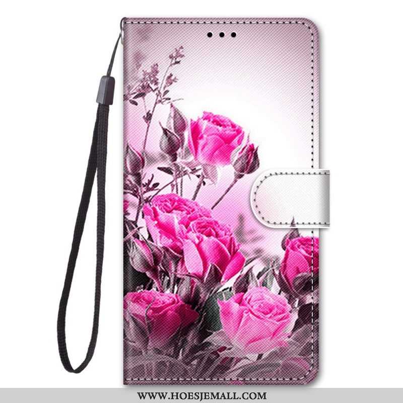 Leren Hoesje voor Samsung Galaxy M53 5G Met Ketting Riem Bloemen