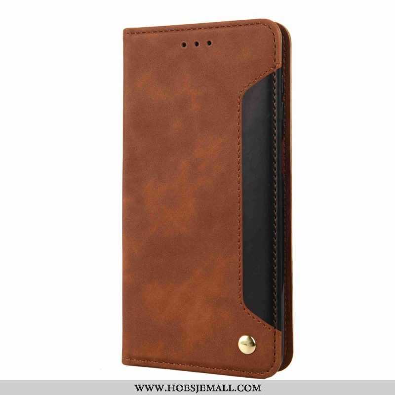 Leren Hoesje voor Samsung Galaxy M53 5G Tweekleurige Elegantie