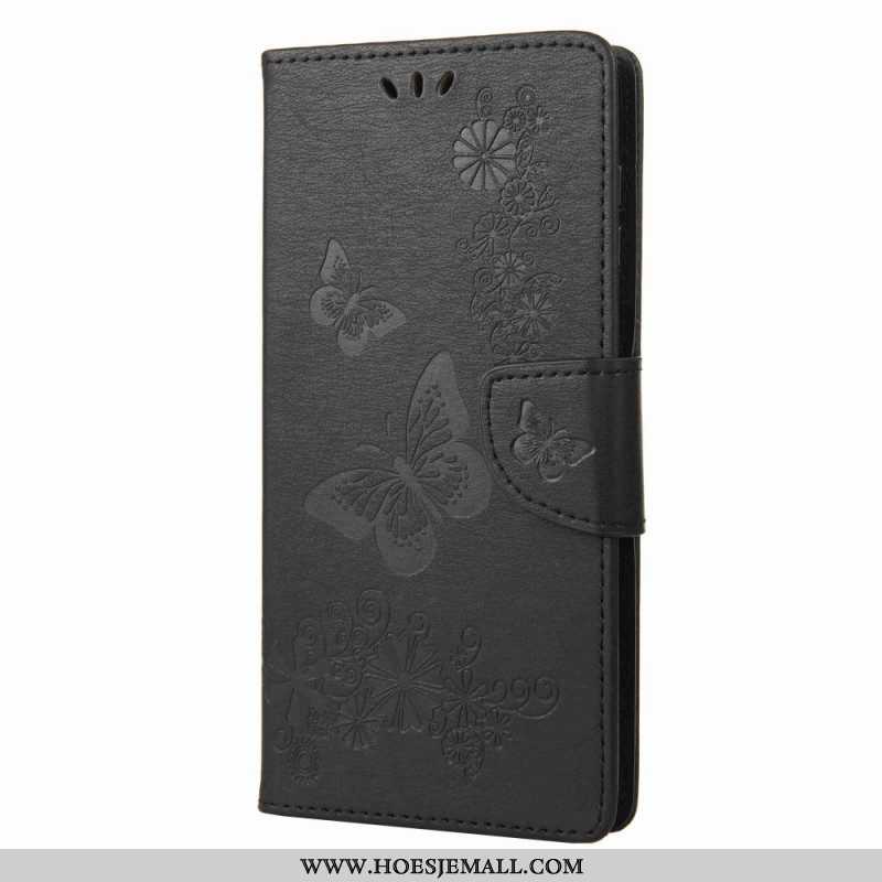 Folio-hoesje voor Samsung Galaxy M53 5G Met Ketting Ontwerp Met Vlinders Met Bandjes