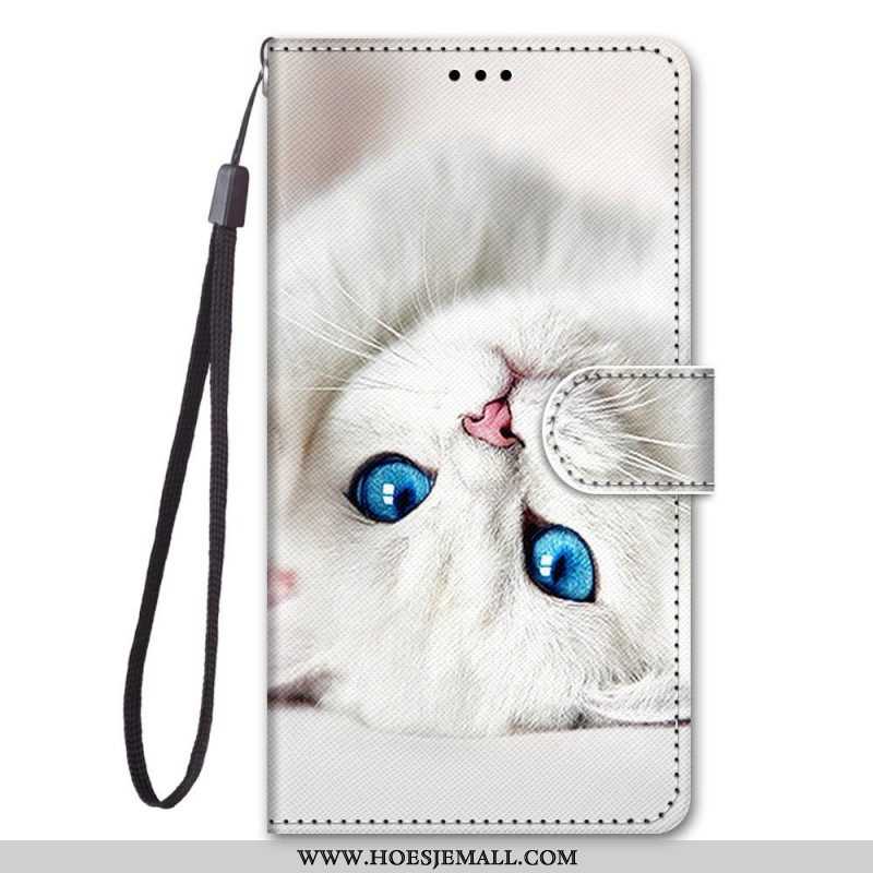 Folio-hoesje voor Samsung Galaxy M53 5G Met Ketting Leuk Katje Met Riem