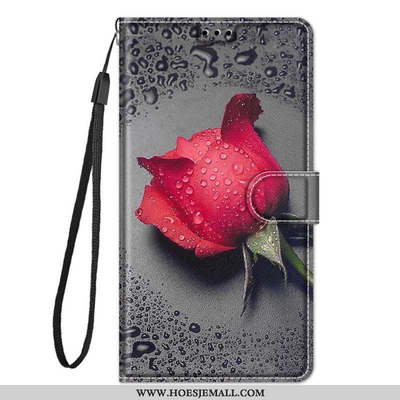 Leren Hoesje voor Samsung Galaxy M53 5G Rozen Met Lanyard