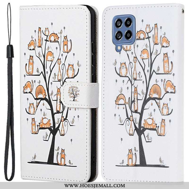 Folio-hoesje voor Samsung Galaxy M53 5G Met Ketting String Katten