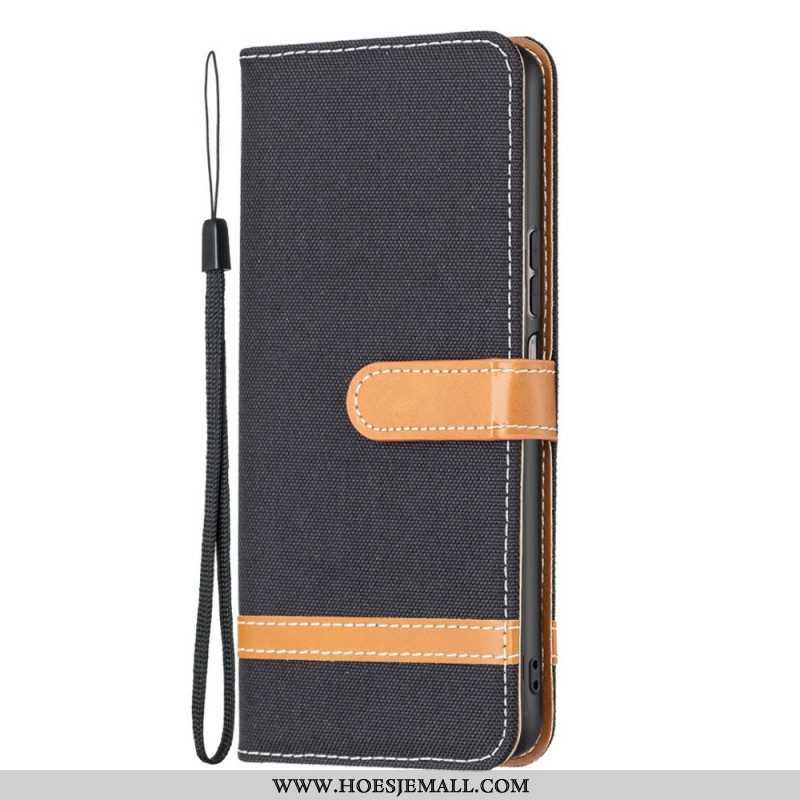 Folio-hoesje voor Samsung Galaxy M53 5G Met Ketting Band Van Stof En Leereffect