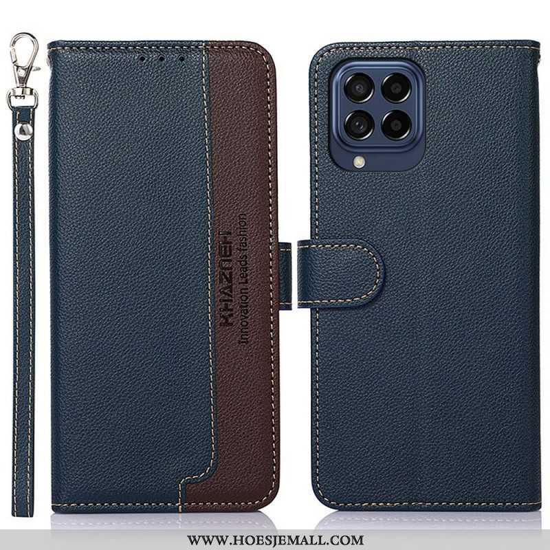 Folio-hoesje voor Samsung Galaxy M53 5G Lychee-stijl Rfid Khazneh