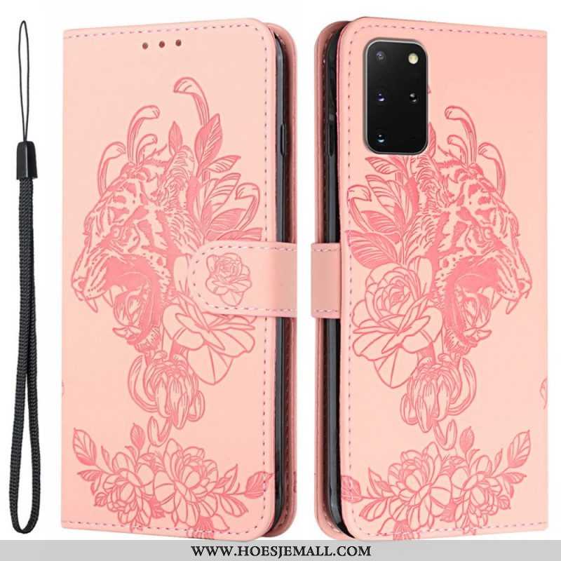 Folio-hoesje voor Samsung Galaxy S20 Plus / S20 Plus 5G Met Ketting Barokke Strappy Tijger