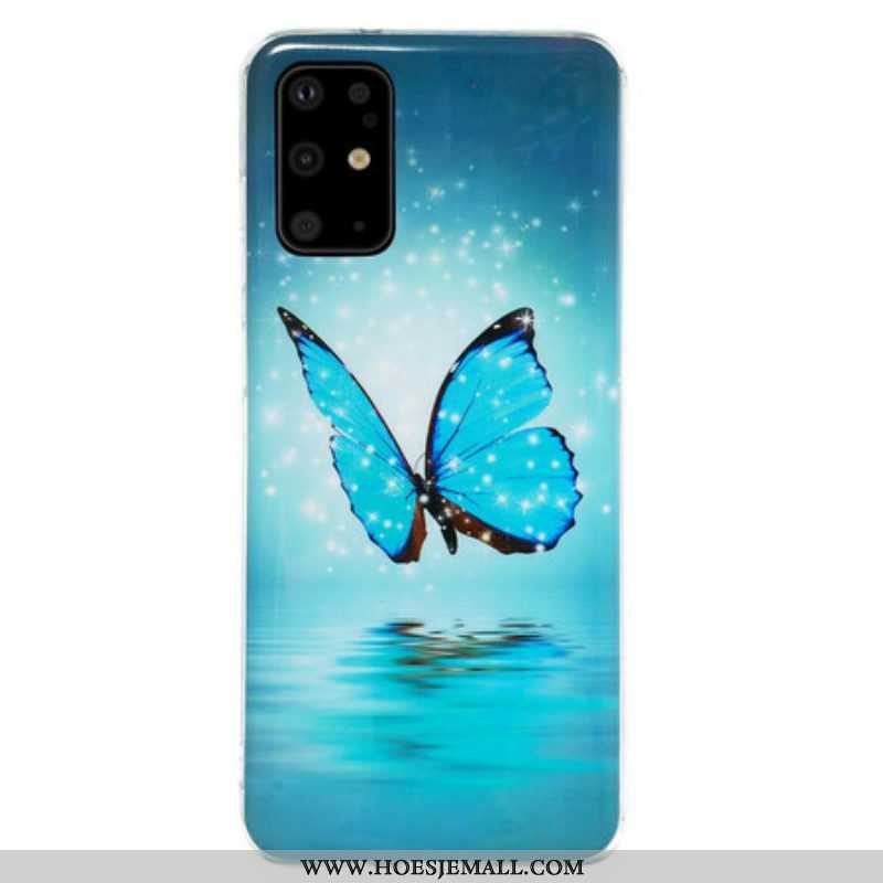 Hoesje voor Samsung Galaxy S20 Plus / S20 Plus 5G Fluorescerende Blauwe Vlinder