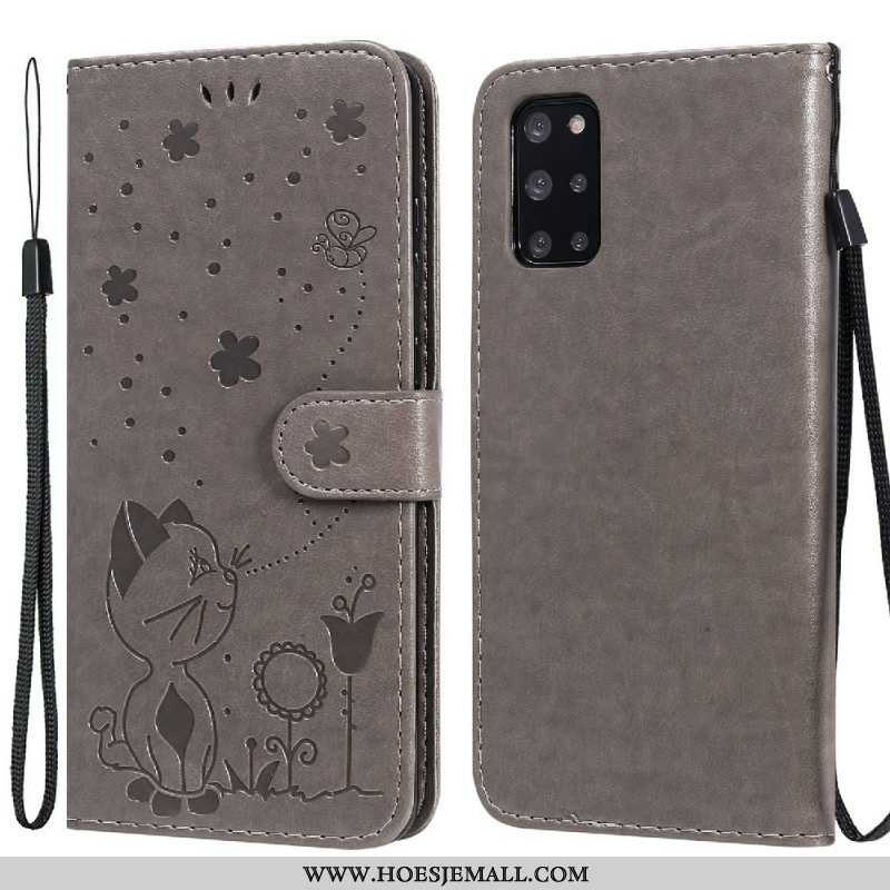 Leren Hoesje voor Samsung Galaxy S20 Plus / S20 Plus 5G Met Ketting Kat En Bij Met Lanyard