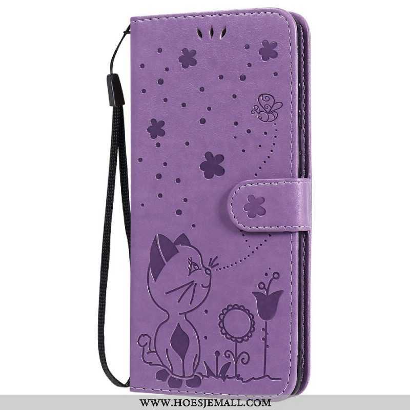 Leren Hoesje voor Samsung Galaxy S20 Plus / S20 Plus 5G Met Ketting Kat En Bij Met Lanyard