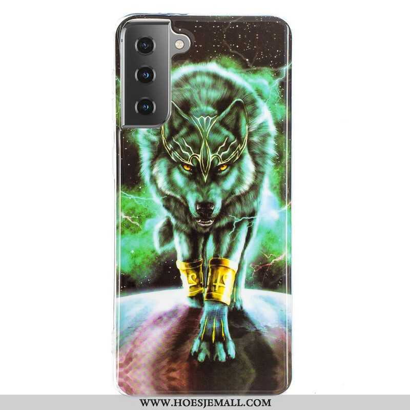 Hoesje voor Samsung Galaxy S21 5G Fluorescerende Wolf-serie