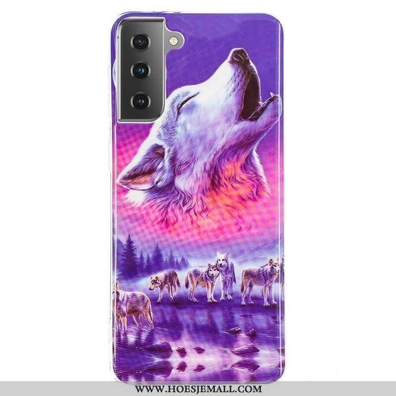 Hoesje voor Samsung Galaxy S21 5G Fluorescerende Wolf-serie