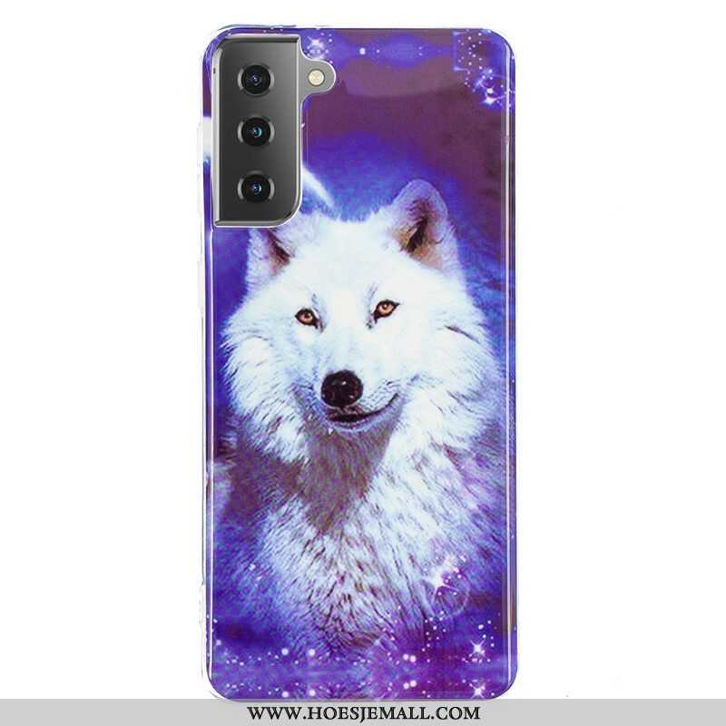 Hoesje voor Samsung Galaxy S21 5G Fluorescerende Wolf-serie