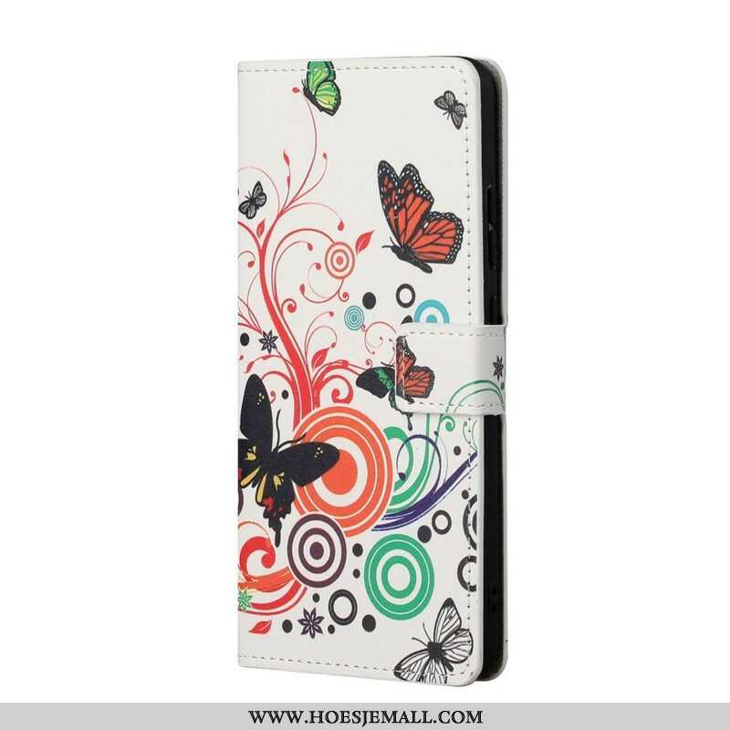 Leren Hoesje voor Samsung Galaxy S21 5G Vlinders En Bloemen