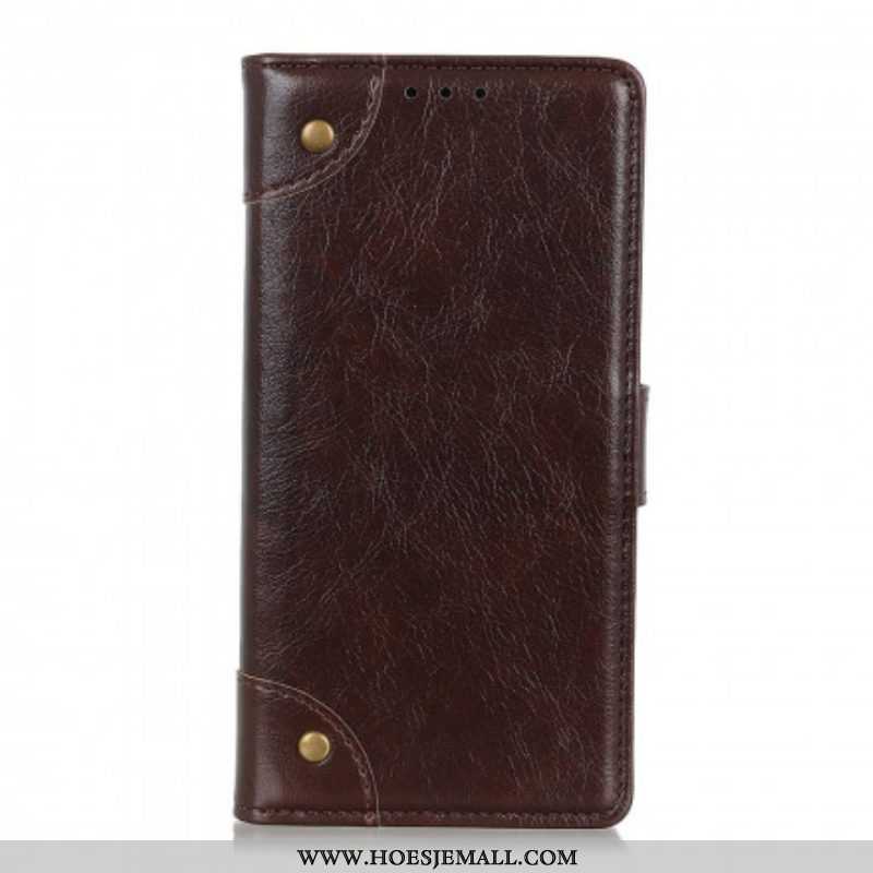 Folio-hoesje voor Samsung Galaxy S21 5G Stijl Nappa Lederen Vintage Klinknagels